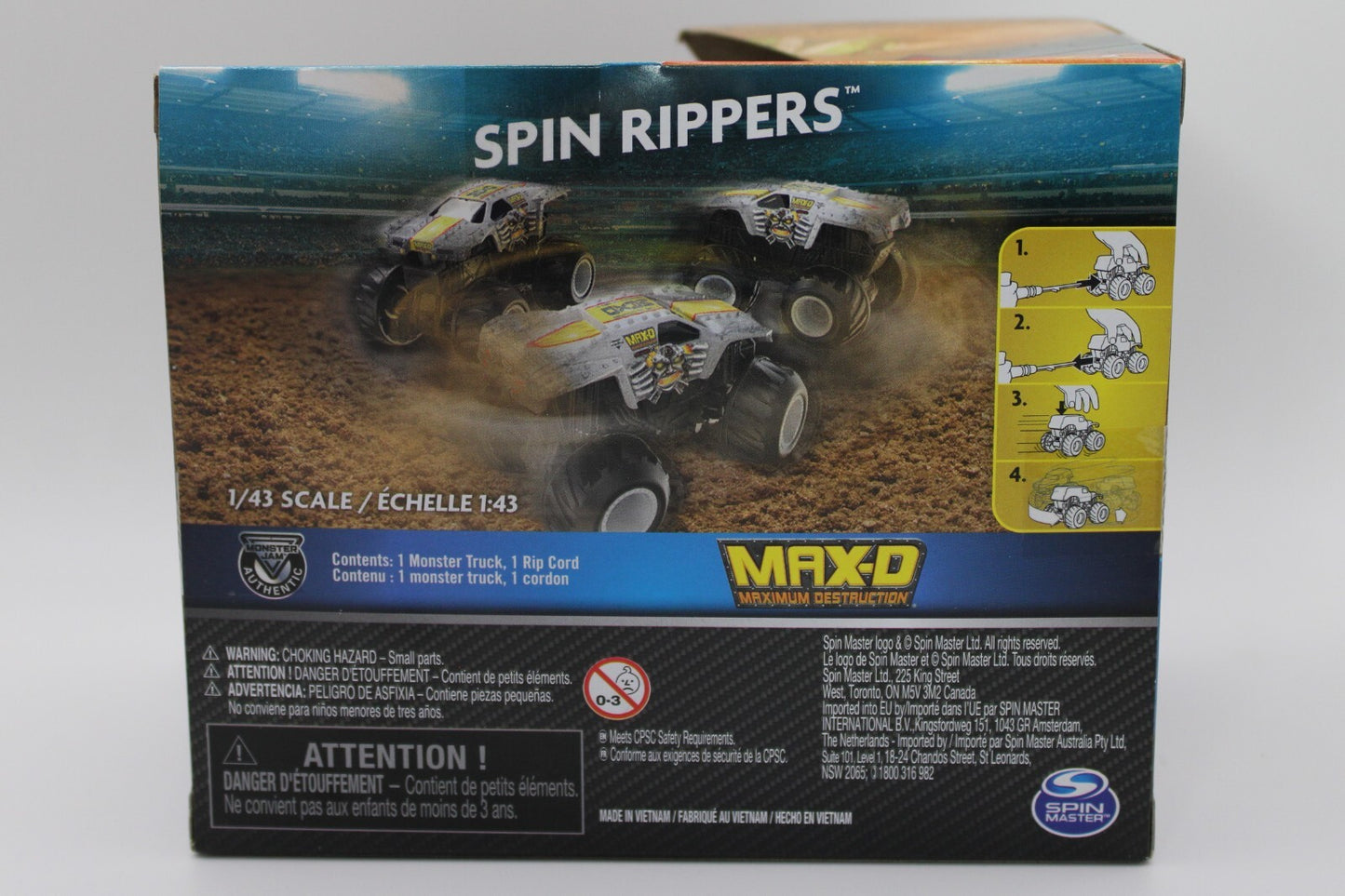 Monster Jam Official Max-D Spin Rippers Monster Truck 1/43 Scale Ripcord