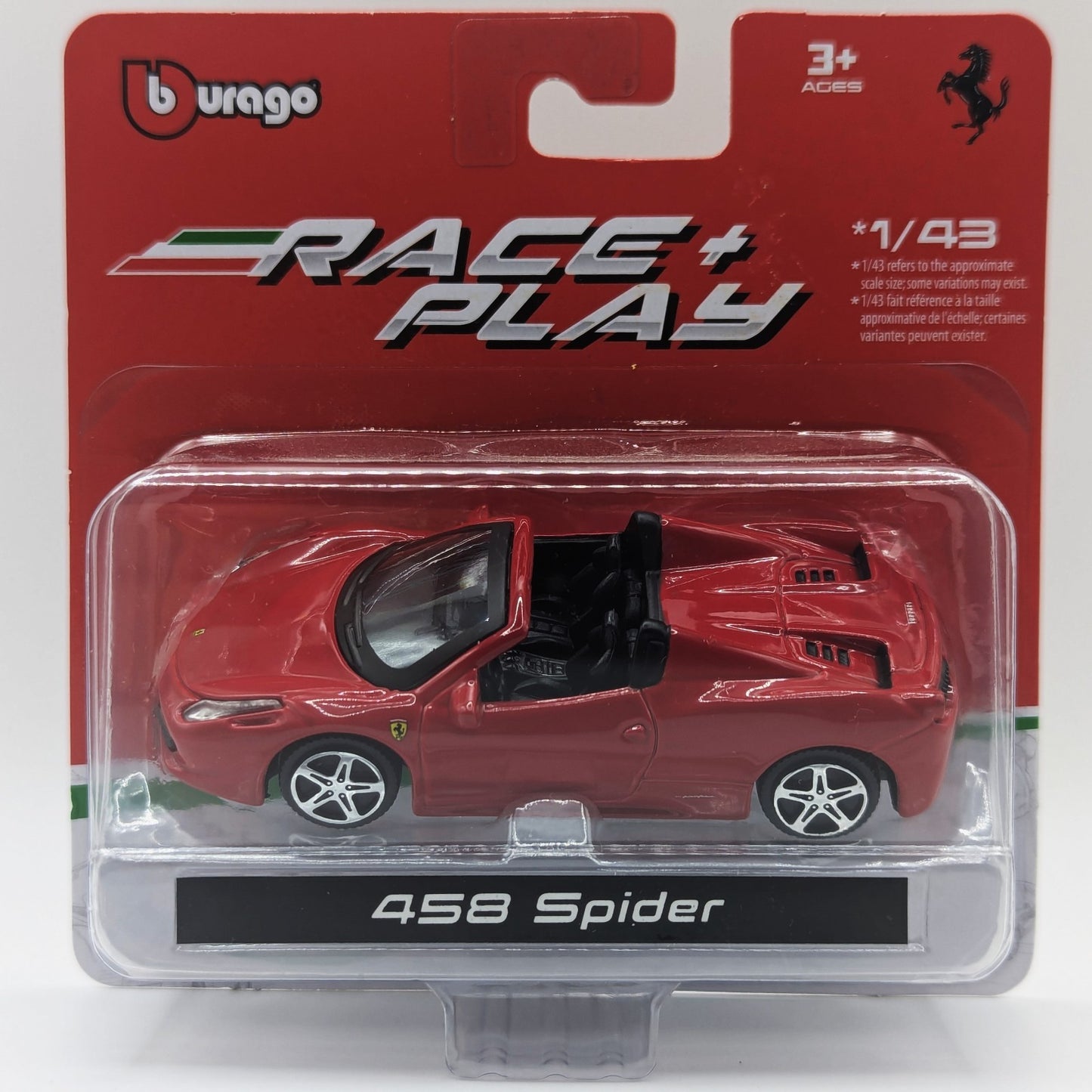 Race & Play 458 Ferrari Spider Red 1:43 Scale Burago Ages 3 & Up