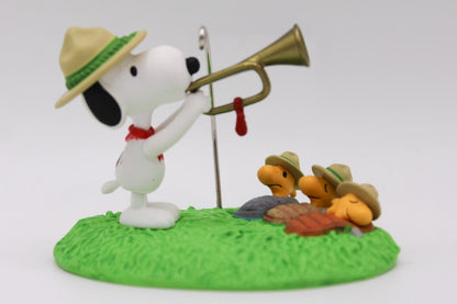 Hallmark 2024 Ornament Snoopy Rise & Shine Beagle Scouts 50th Anniversary & Pin