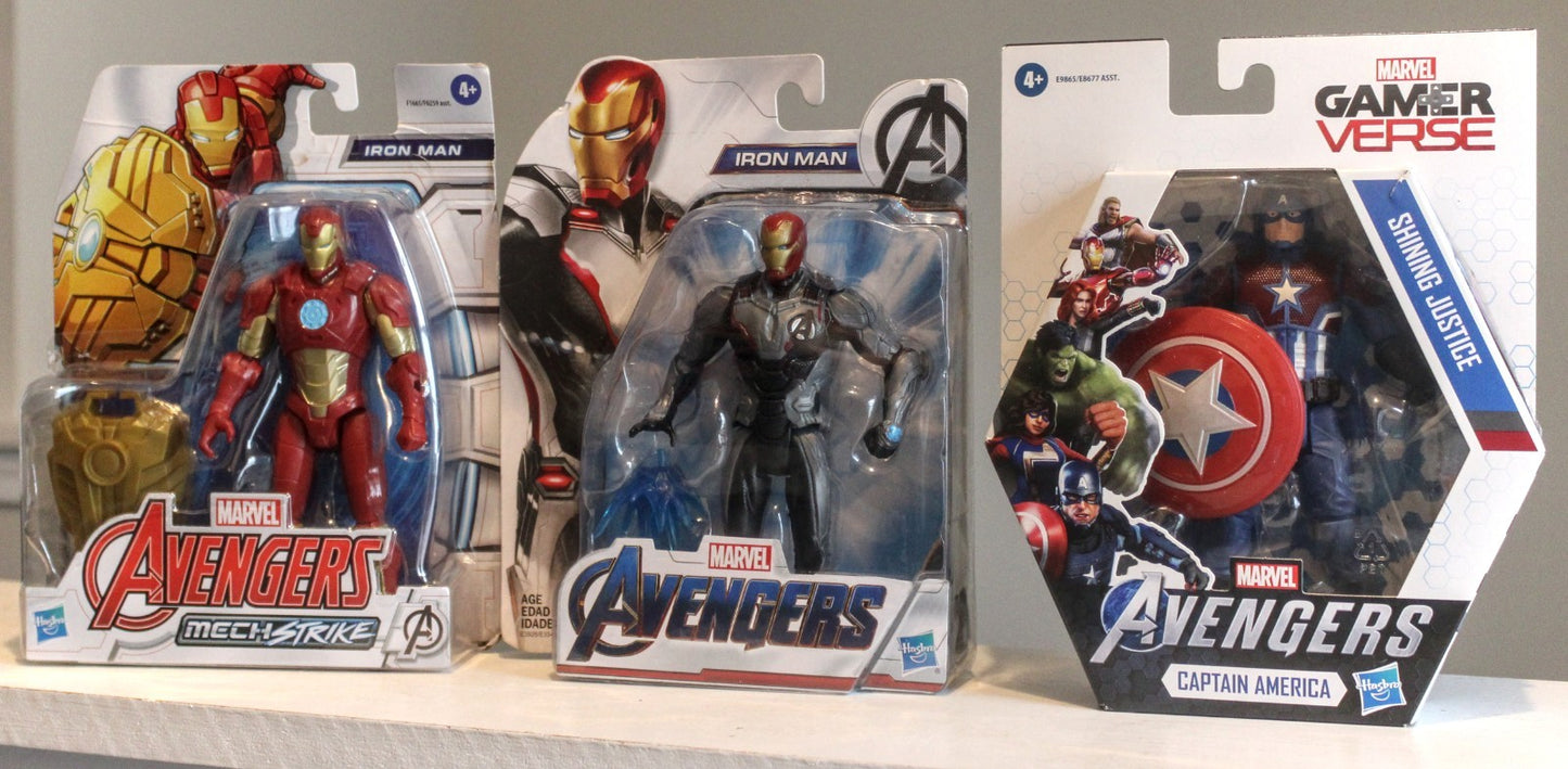 Lot Of 3 Avengers Figures MechStrike/Endgame Iron Man Gamerverse Captain America