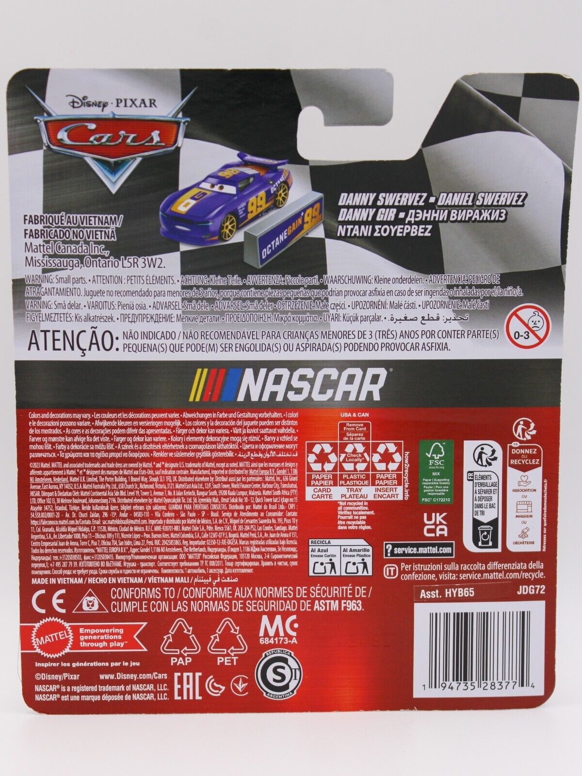 Disney Pixar Cars NASCAR Danny Swervez #99 (Daniel Suarez) 1/55 Scale NIB