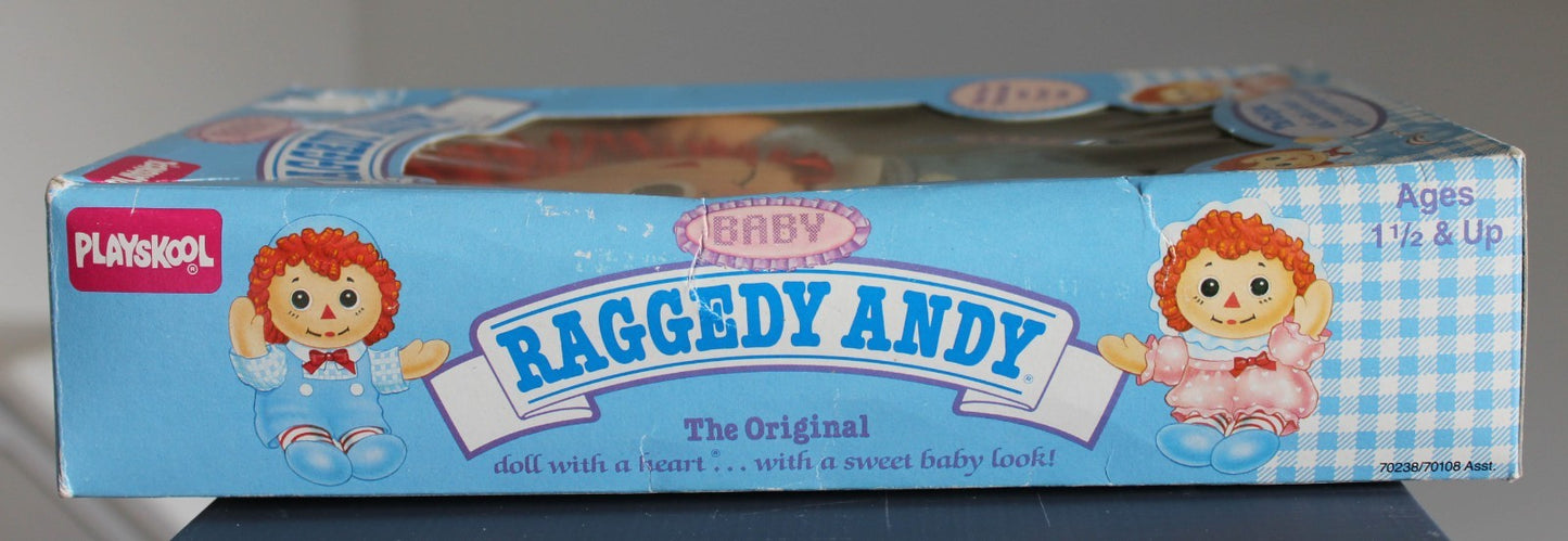 1989 Baby Raggedy Andy The Original Doll With a Heart Playskool 8 Inch Doll