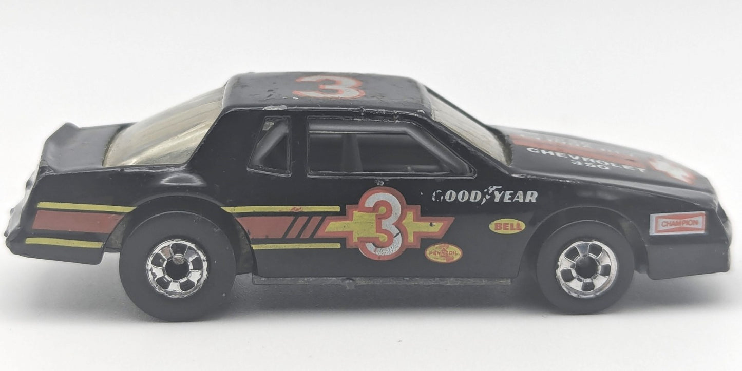 Vintage 1989 Hot Wheels Diecast Speed Fleet Black Chevy Stocker #3 Monte Carlo