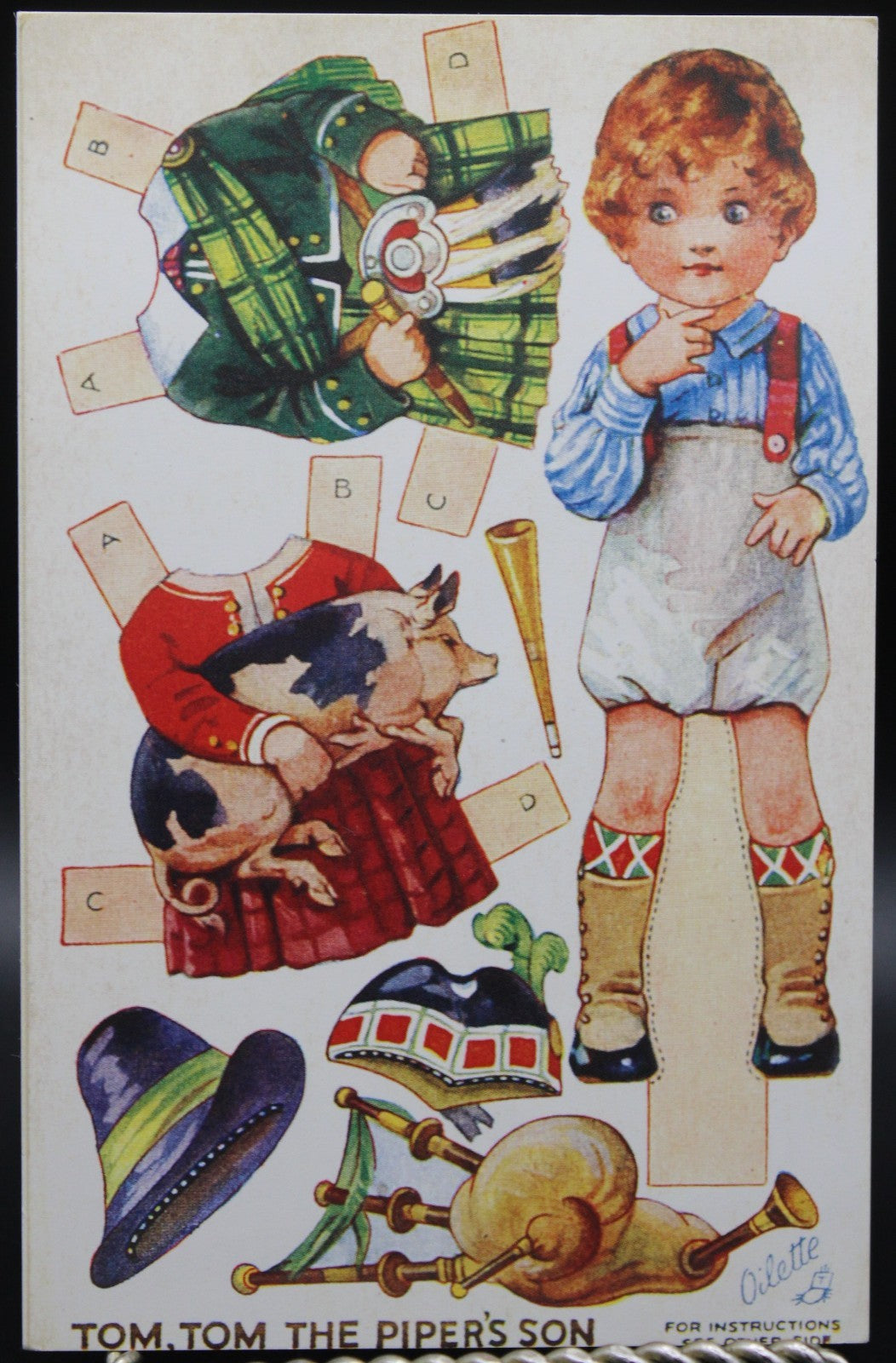 Nursery Rhymes Dressing Dolls Cut Out Postcard Set of 6 Paperdoll Oilette Repro