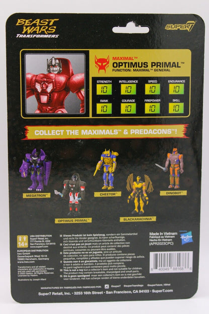 Transformers Beast Wars Optimus Primal Maximal Burning Red ReAction Super 7