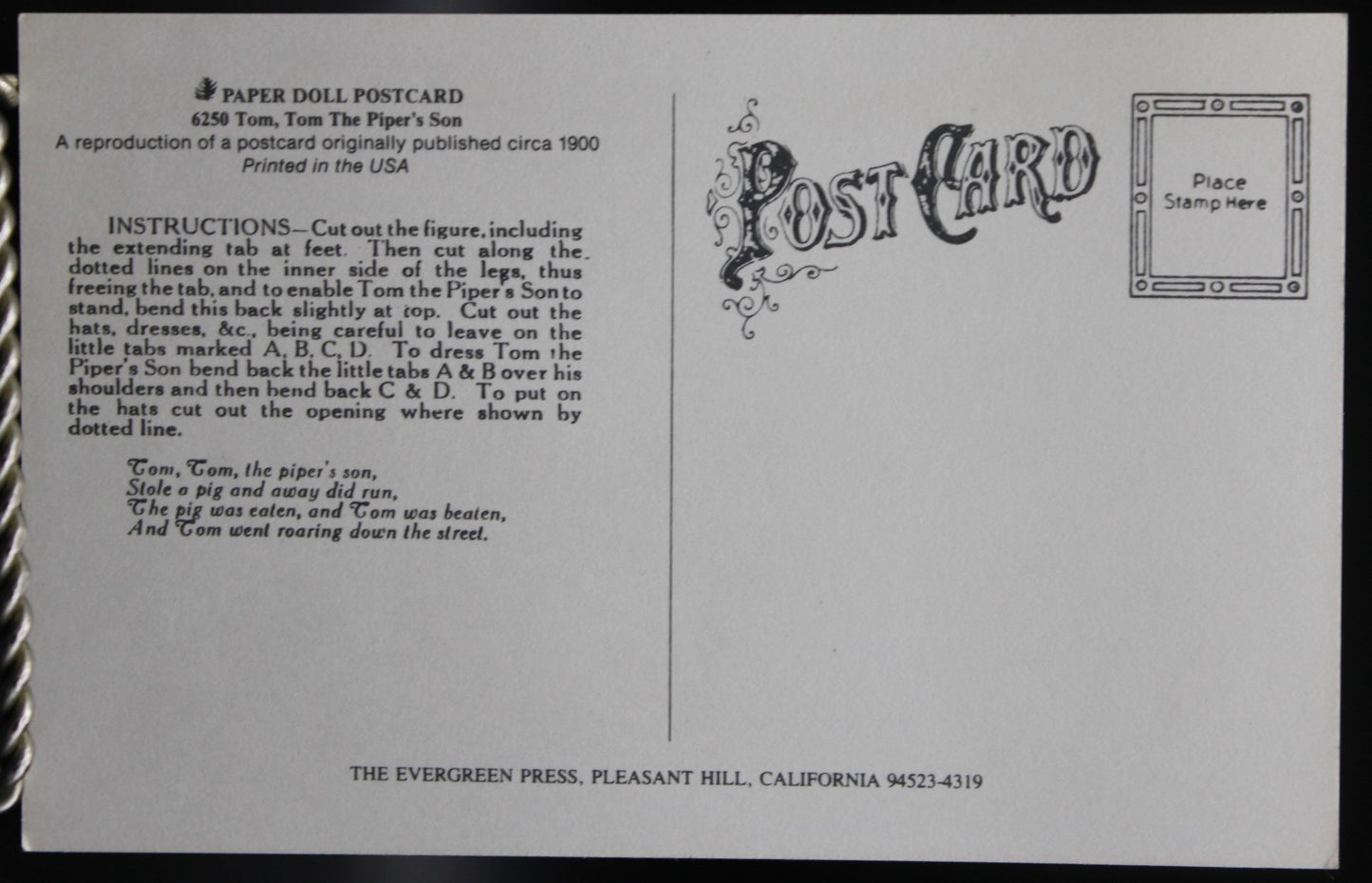 Nursery Rhymes Dressing Dolls Cut Out Postcard Set of 6 Paperdoll Oilette Repro