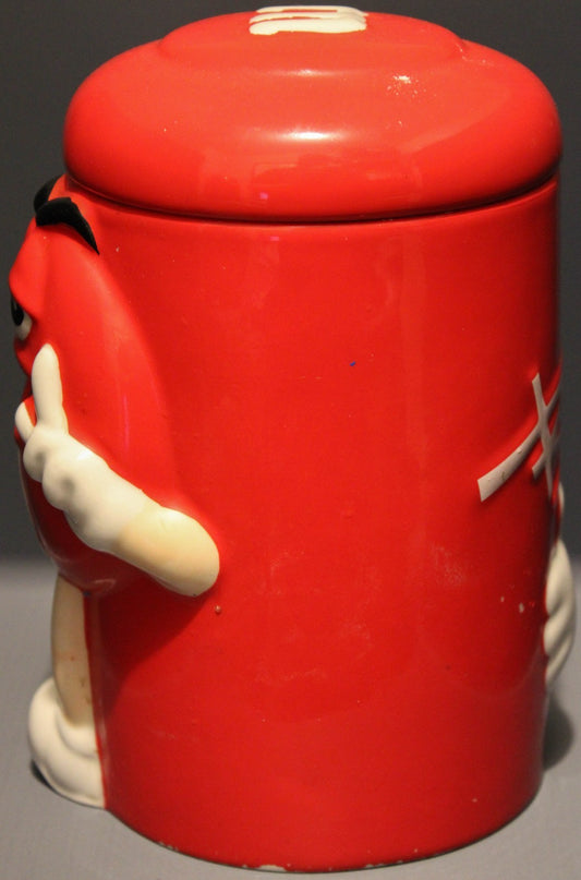 M&M Mars Inc Red Ceramic Canister Candy Cookie Jar By Galerie 2002 Collectible 