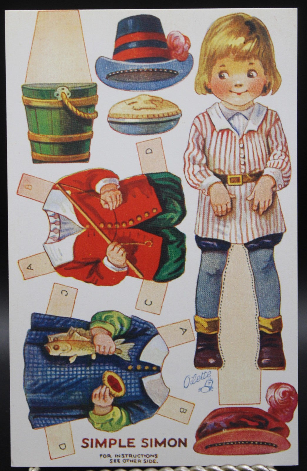Nursery Rhymes Dressing Dolls Cut Out Postcard Set of 6 Paperdoll Oilette Repro