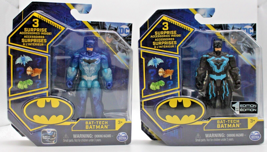 Spinmaster DC 4" Batman Bat-Tech Figures: Clear Blue Chase Variant & 1st Edition