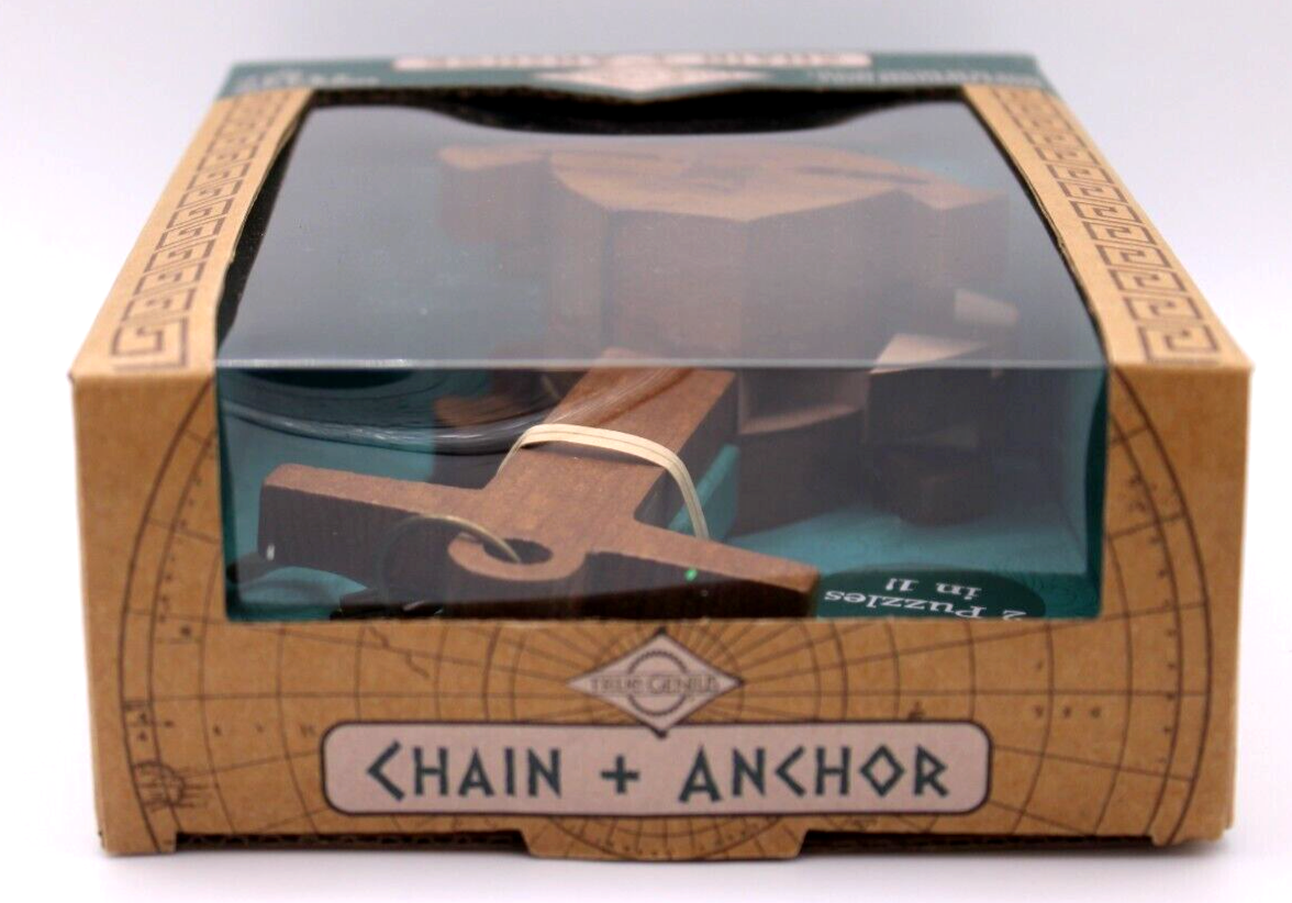 Brainteaser Puzzle Game 2-in-1 3D Wooden Greek Chain & Anchor Challenge 4/5