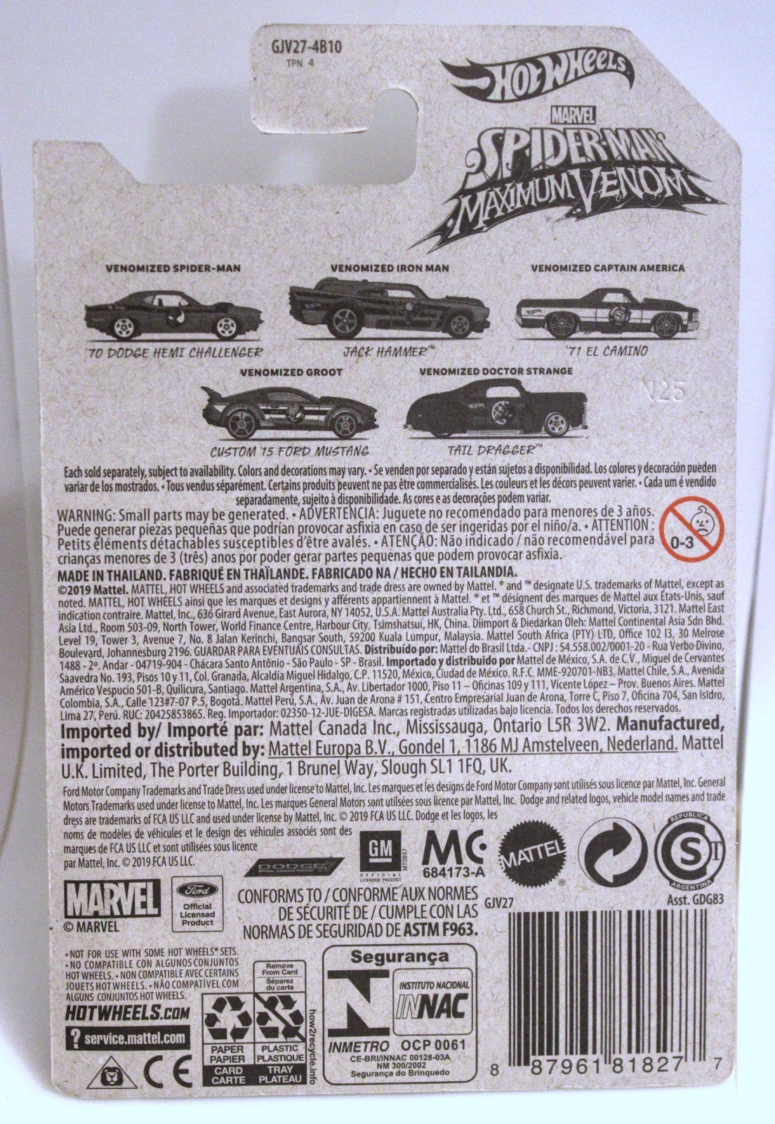 Hot Wheels SpiderMan Maximum Venom 3/5 Captain America 4/5 Groot  5/5 Dr Strange