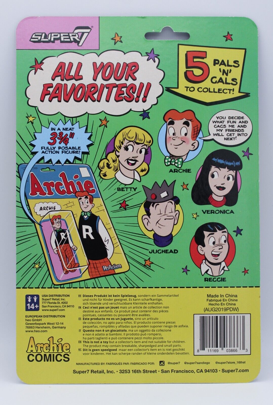 Archie Jughead 3.75 Inch ReAction Figure Super7 Retro Package