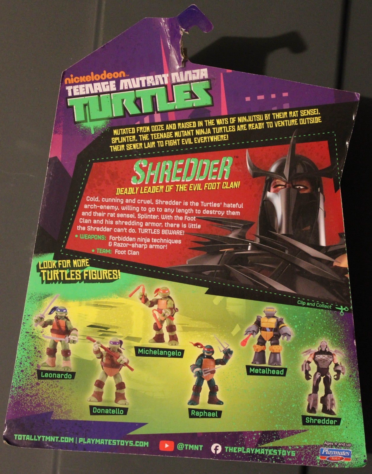 Teenage Mutant Ninja Turtles 2012 Shredder 4.5" Figure 2024 (Slight Pack Issue)