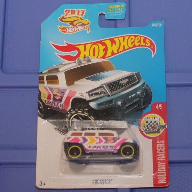 2017 Hot Wheels #169 Holiday Racers-Easter 4/5 Rockster White W/Black