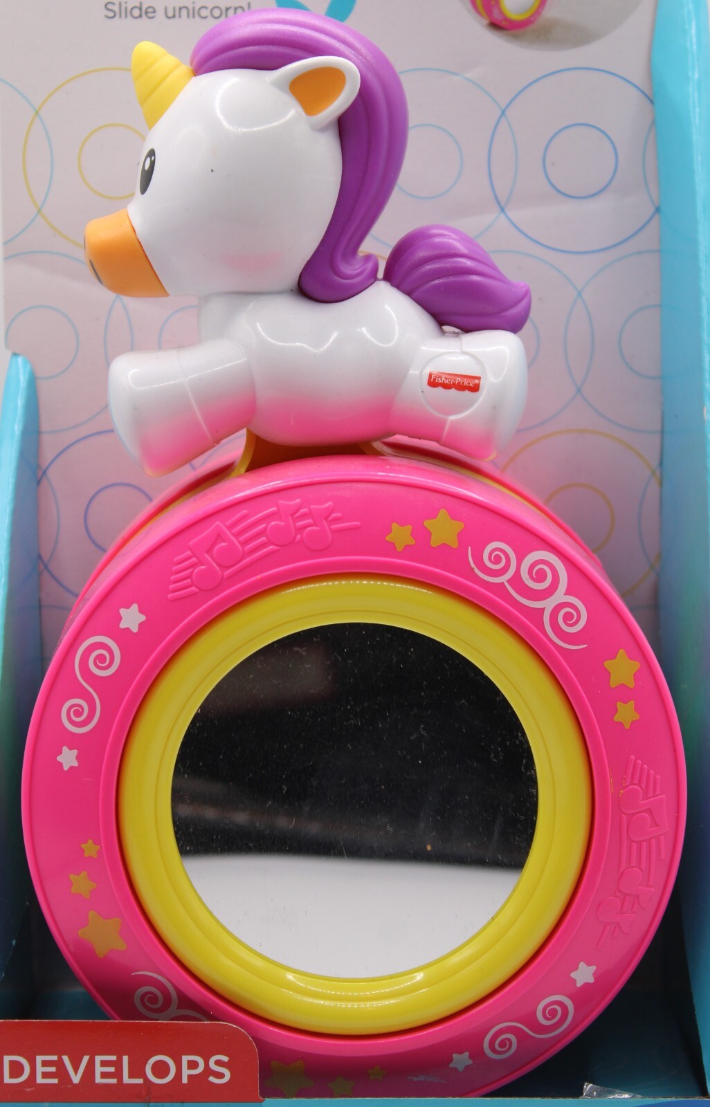 Fisher Price Crawl Along Musical Unicorn with Mirror Rolling Toy New