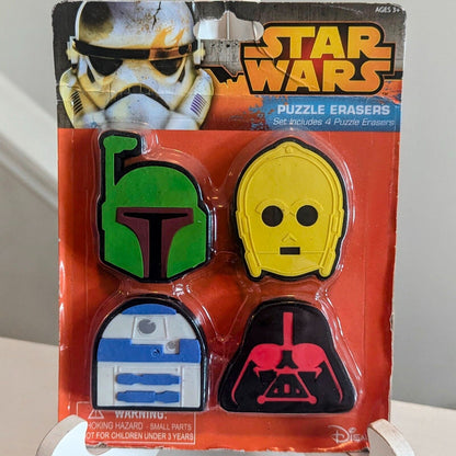 Star Wars Puzzle Eraser Set 4pk Boba Fett C3PO R2D2 Vader The Empire Stikes Back