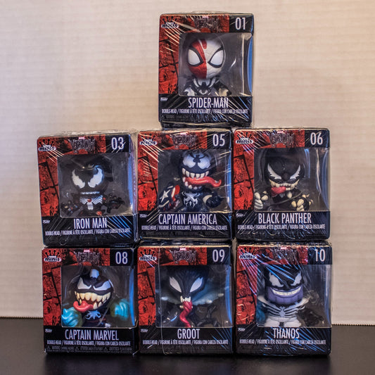 Funko Marvel Venom Minis Spider-Man Captain America Vinyl Bobblehead Set of 7
