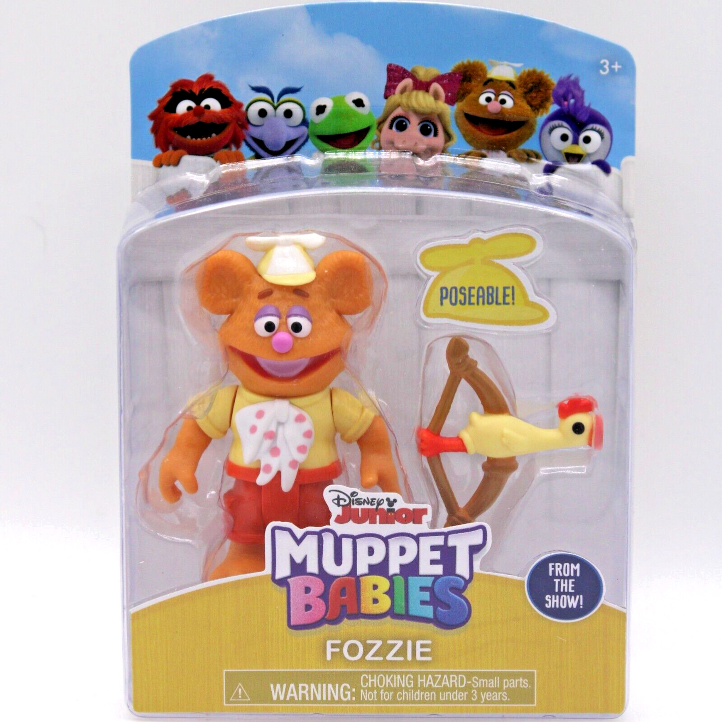 Disney Junior Muppet Babies Fozzie Action Figure 2.5 Inch w Chicken Bow & Arrow