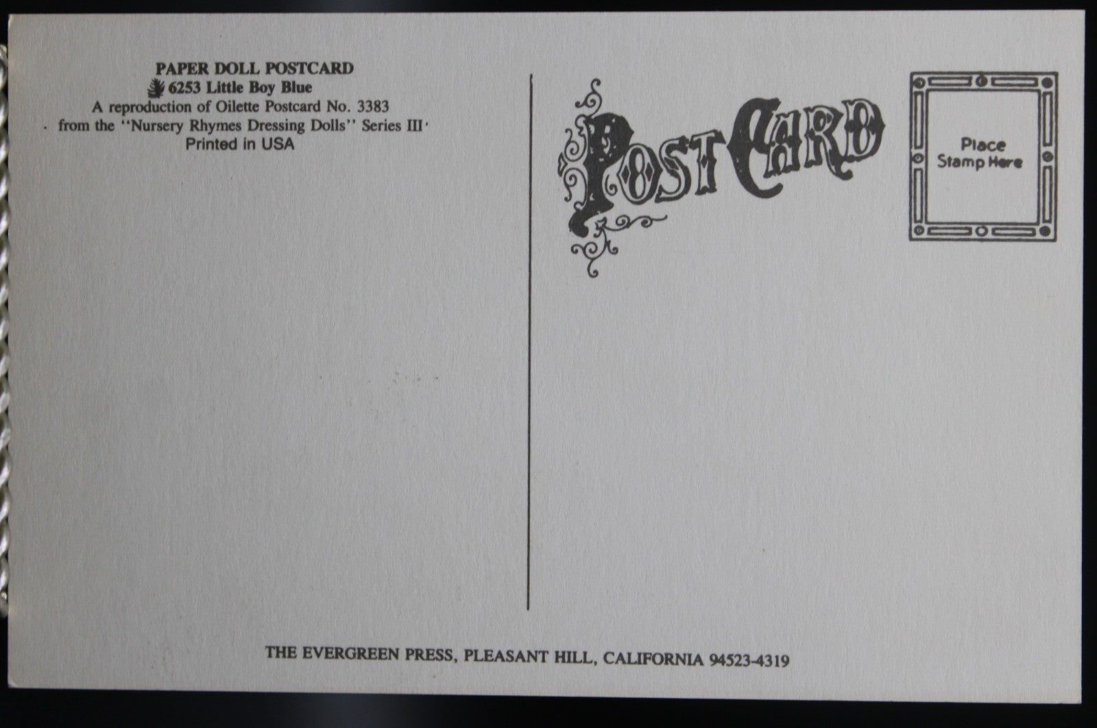 Nursery Rhymes Dressing Dolls Cut Out Postcard Set of 6 Paperdoll Oilette Repro