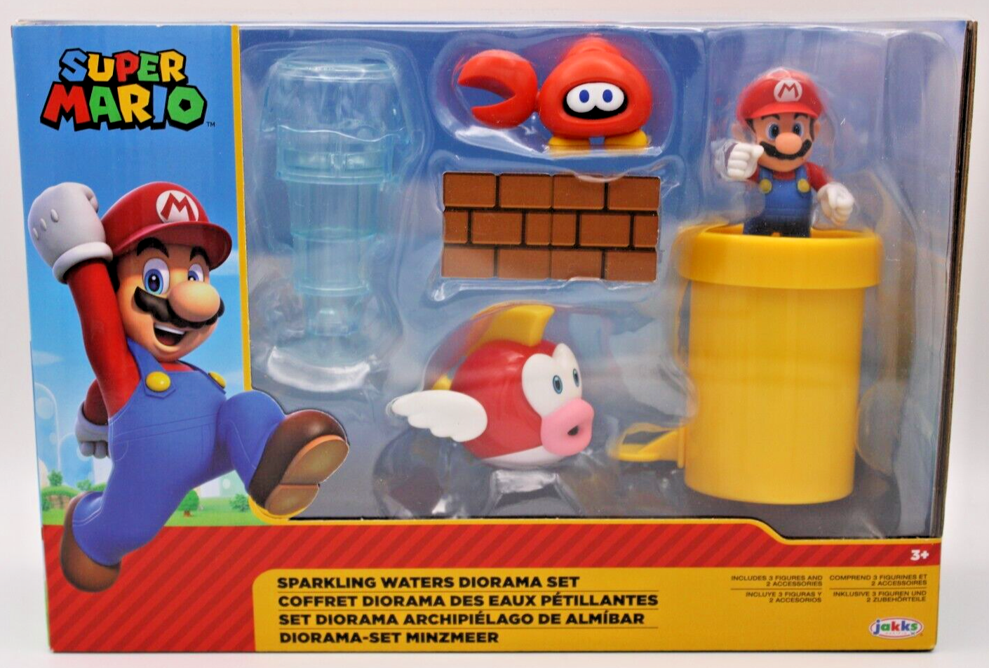 Nintendo Super Mario Sparkling Water Diorama Set Huckit Crab Cheep Fish Jakks 