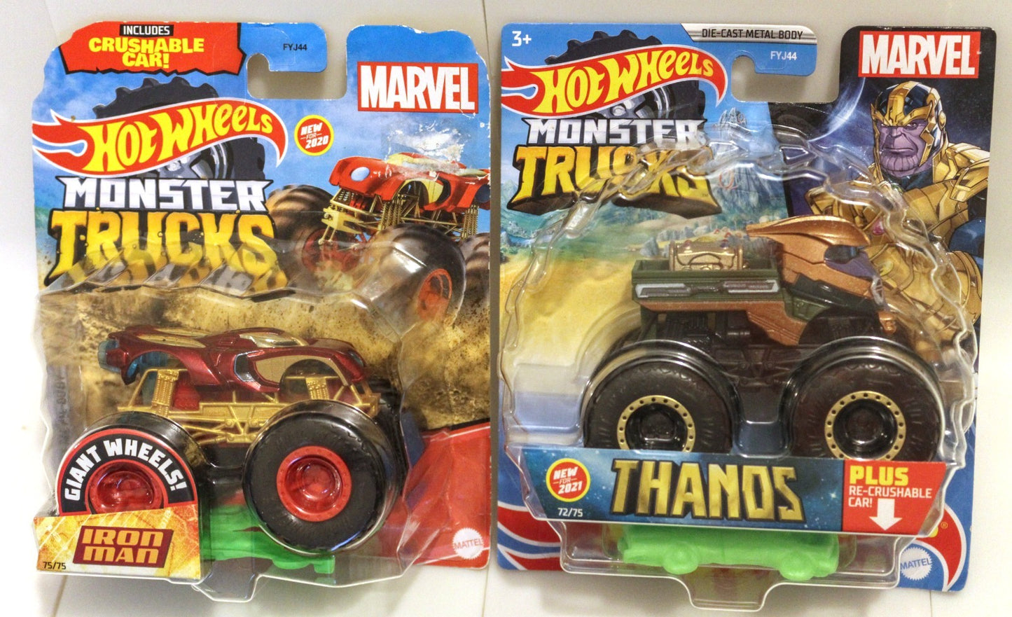 Hot Wheels Monster Trucks - Iron Man & Thanos (with Crushable Cars) - Marvel