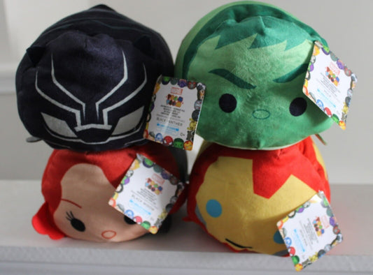 Marvel Tsum Tsum Plush Set of 4 - All 8" Iron Man Black Panther Black Widow Hulk