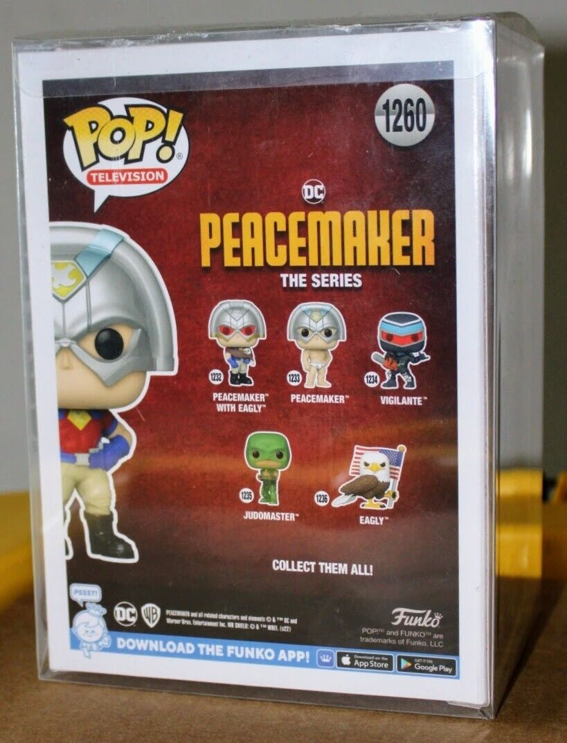 Peacemaker with Peace Sign #1260 Funko 2022 Summer Convention with Pop Protector