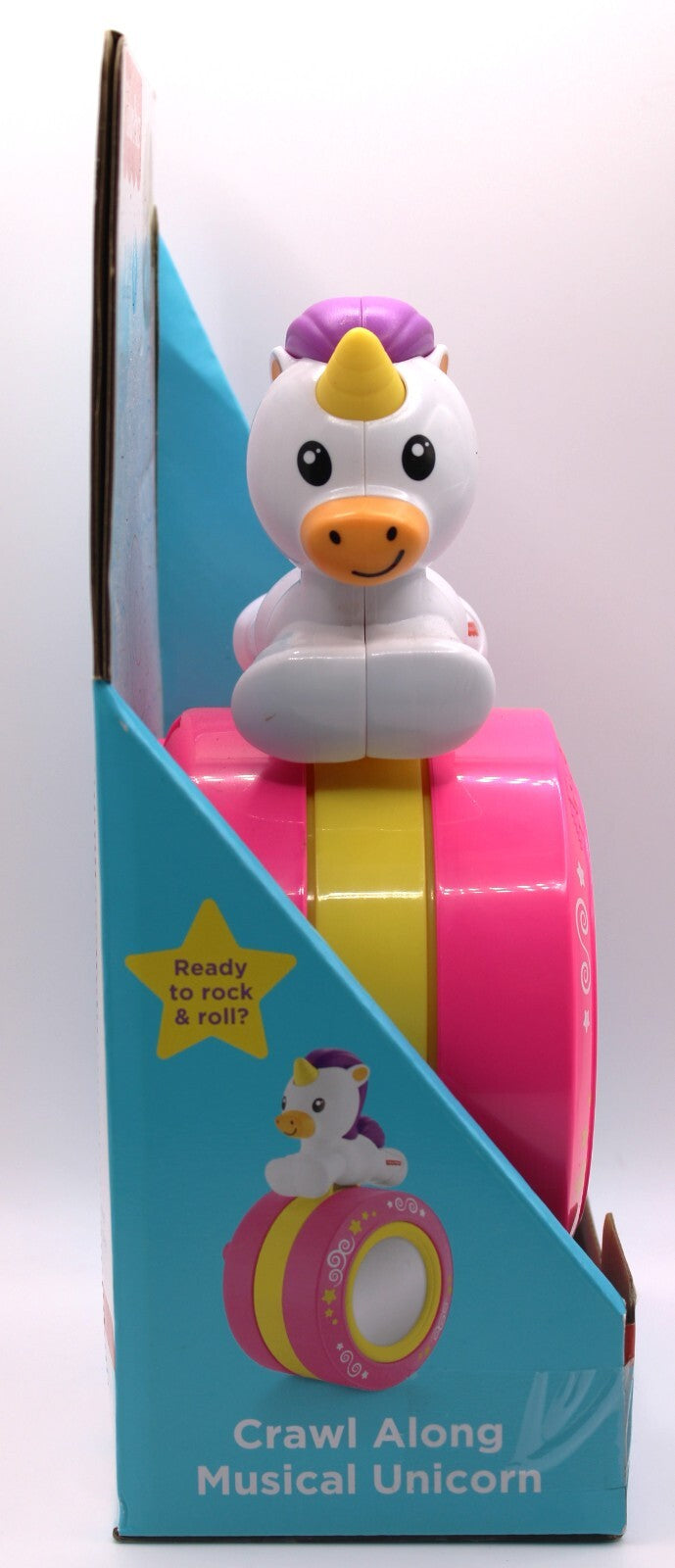 Fisher Price Crawl Along Musical Unicorn with Mirror Rolling Toy New