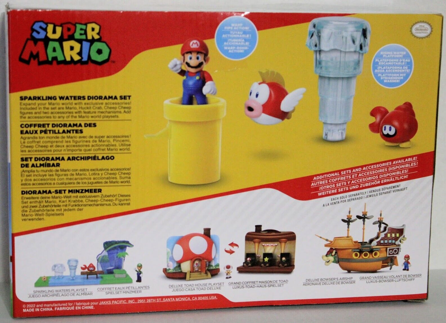 Nintendo Super Mario Sparkling Water Diorama Set Huckit Crab Cheep Fish Jakks 