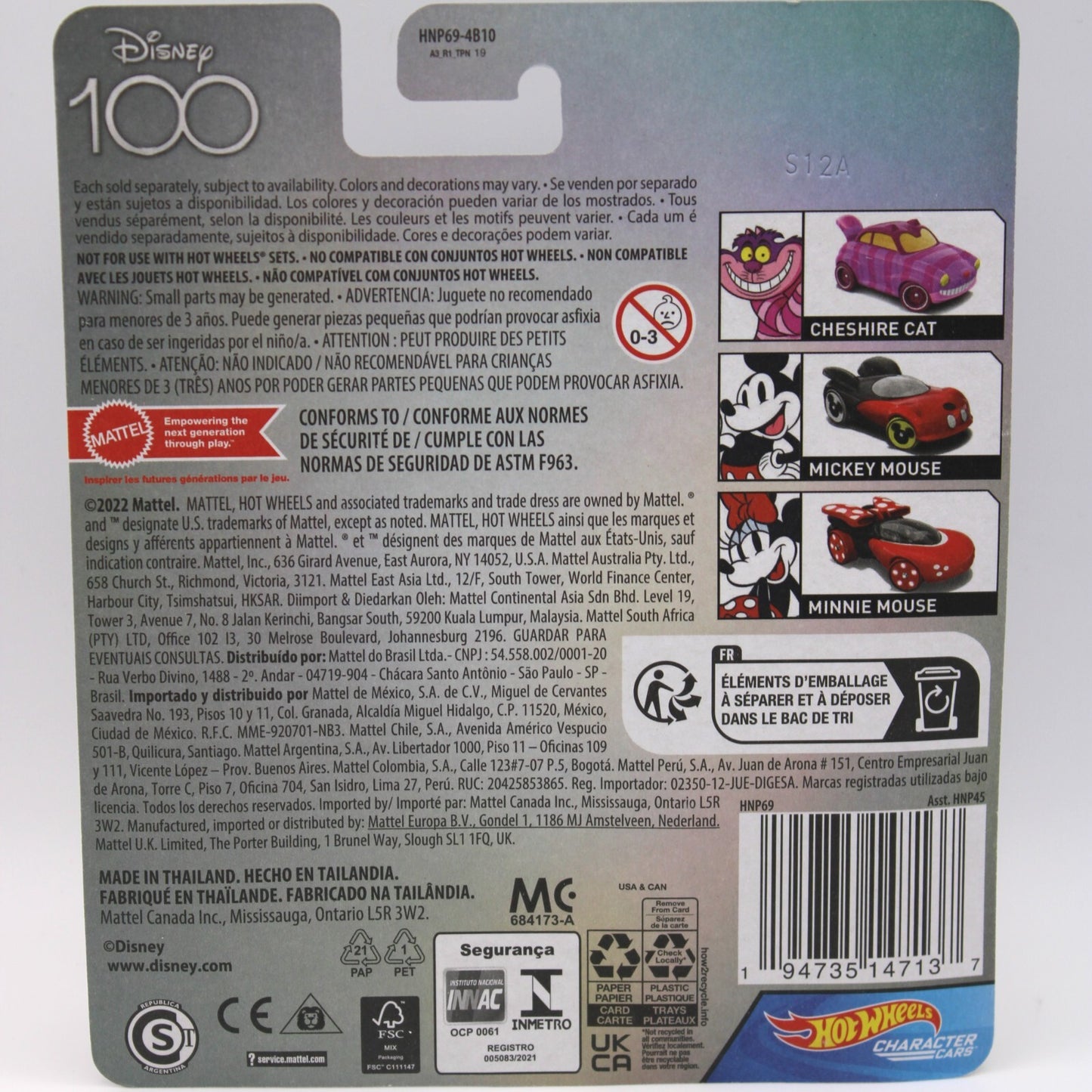 2023 Mattel Hot Wheels Disney 100 Mickey & Minnie Mouse Character Cars