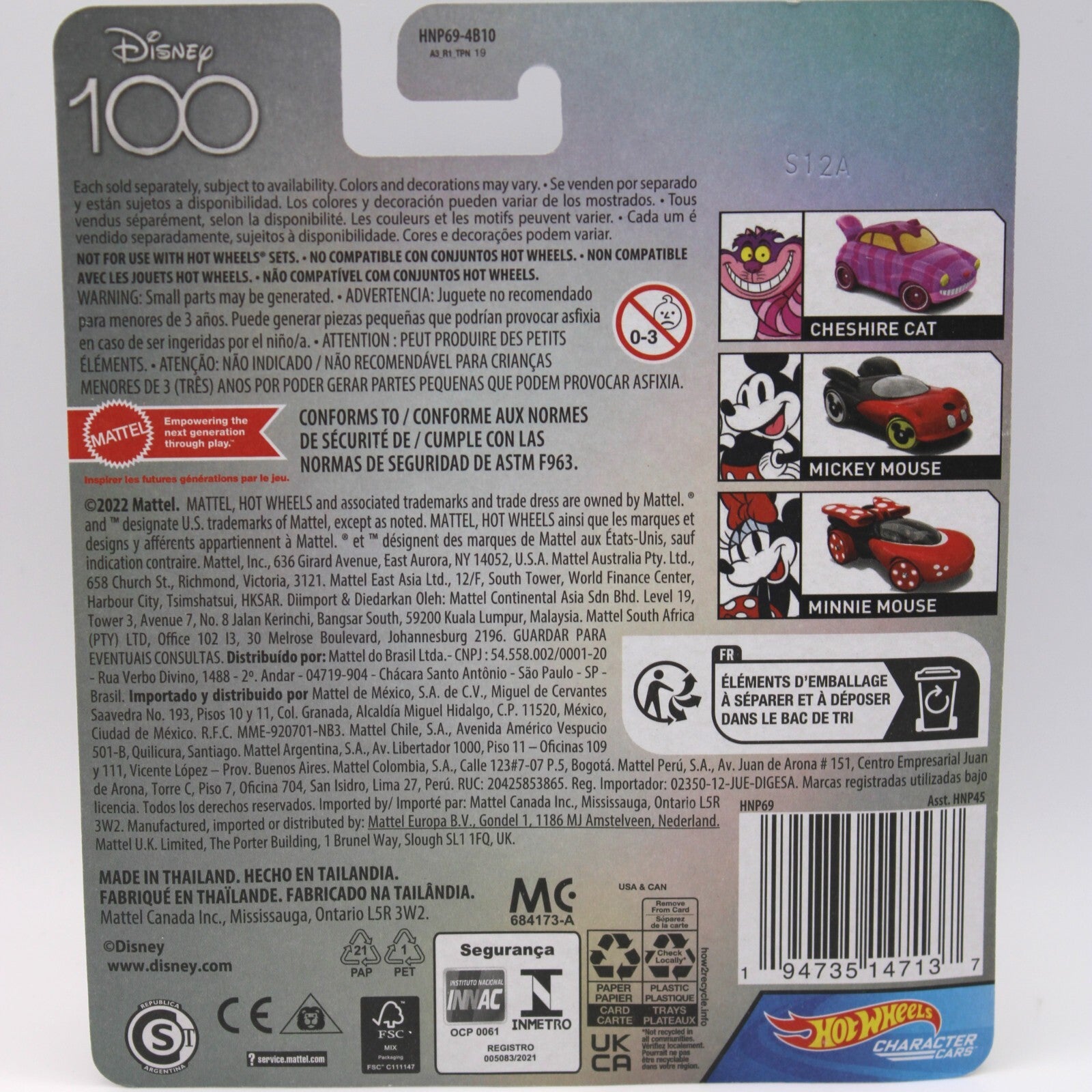 2023 Mattel Hot Wheels Disney 100 Mickey & Minnie Mouse Character Cars