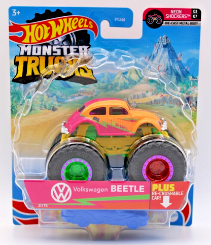 Hot Wheels 2021 Monster Trucks  Neon Shockers 03/07  Volkswagen Beetle 1:64th