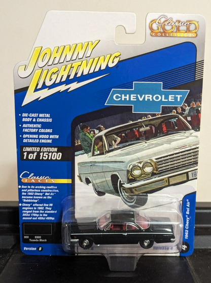 Johnny Lightning 1962 Chevy Bel Air Release 4 - Version B - Tuxedo Black MOC