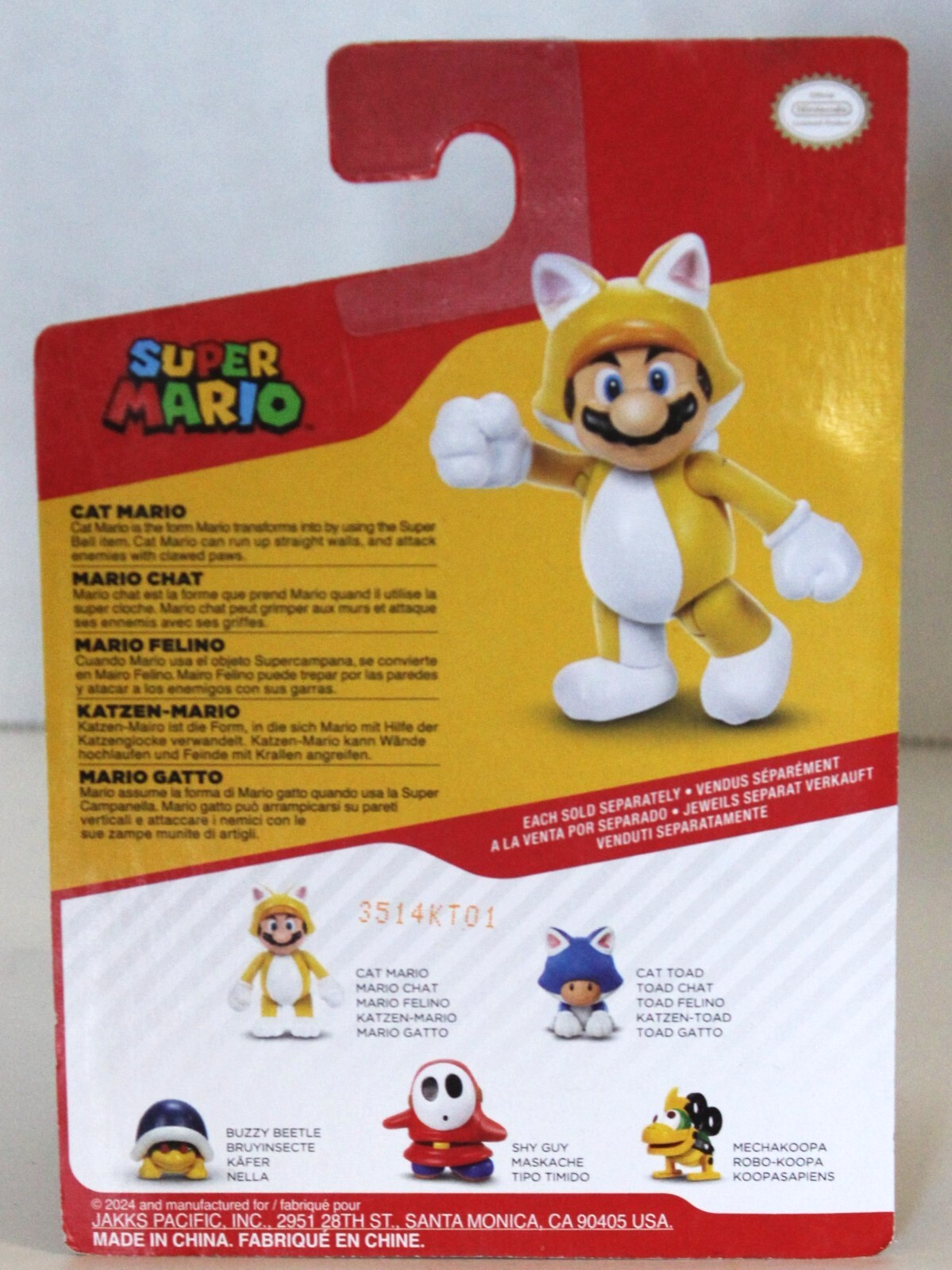 Jakks Pacific Cat Mario 2.5 Inch Mini-Figure Super Mario Bros World Of Nintendo