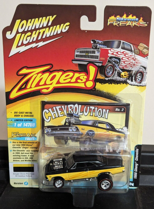 Johnny Lightning Street Freaks 1966 Chevy Chevelle Yellow and Black MOC