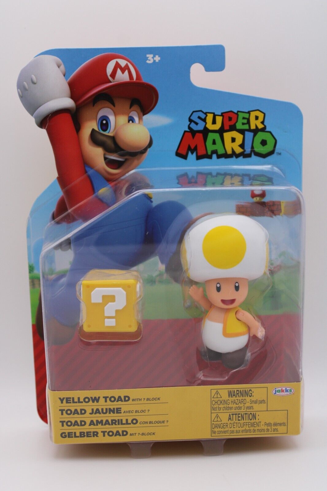 Jakks World of Nintendo Super Mario Yellow Toad w/ Question Block Action Figure