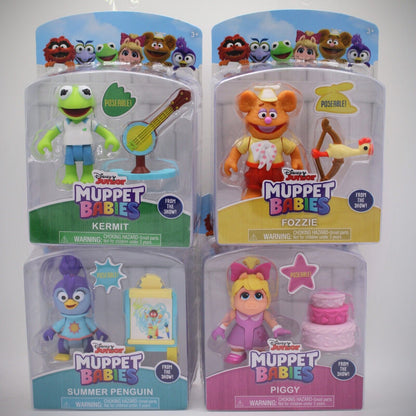 Disney Junior Muppet Babies Poseable 4 Figure Set Kermit Fozzie Summer & Piggy