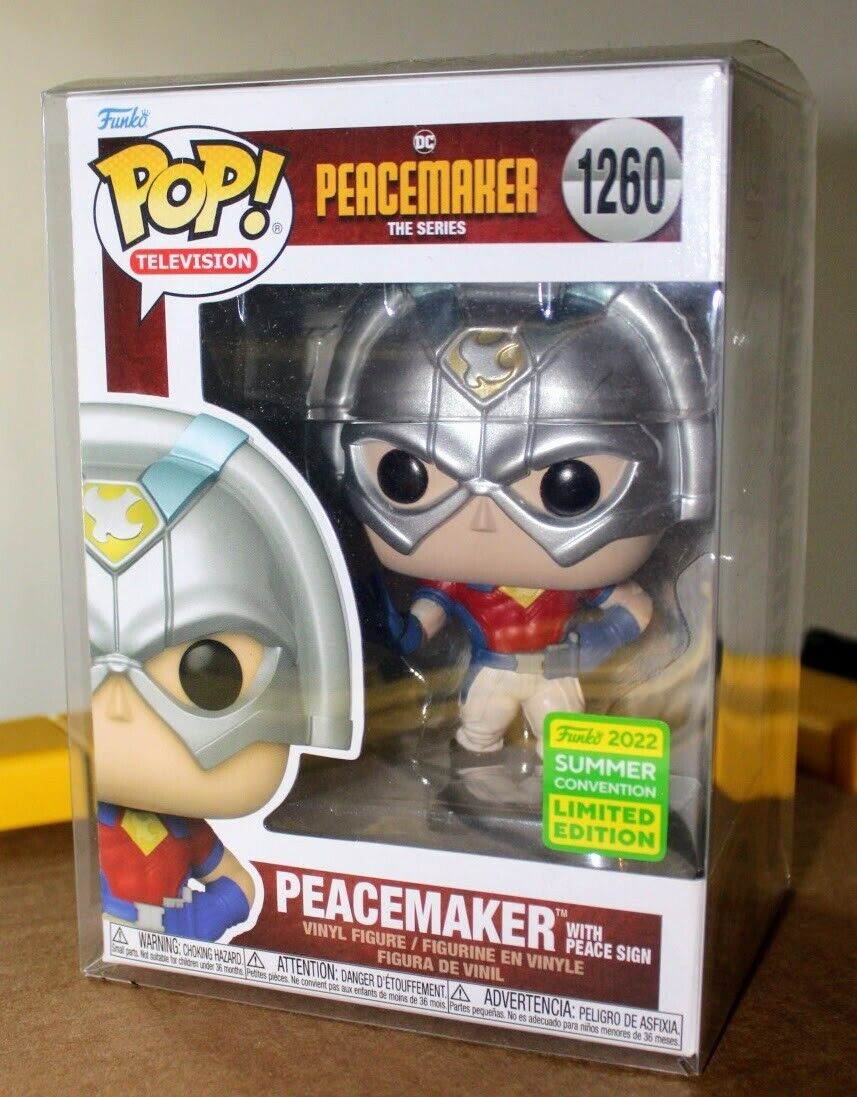 Peacemaker with Peace Sign #1260 Funko 2022 Summer Convention with Pop Protector