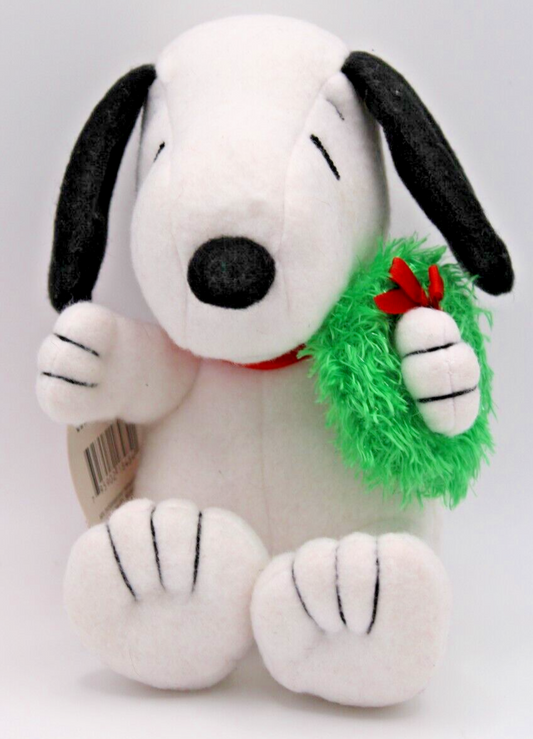 Peanuts Snoopy Christmas with Wreath 5 Inch Plush New with Tags Hallmark VHTF