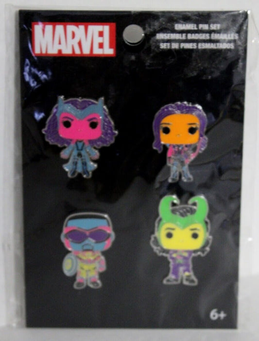 Marvel Funko Pop! 4 Piece Pin Set Wanda Vision, The Falcon, Hawkeye, Loki Disney