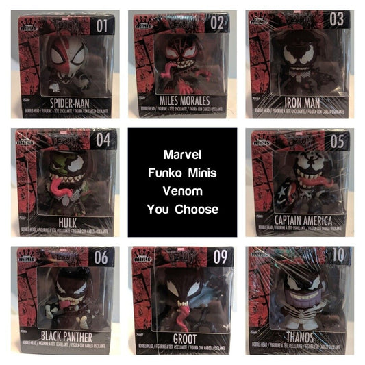 Funko Minis Marvel Venom - Spider-Man, Miles Morales, Iron Man, Hulk, Groot etc.