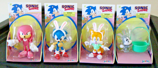 Sonic the Hedgehog Easter Jakks 2.5” Figure Sonic Pocky Knuckles Tails Set of 4