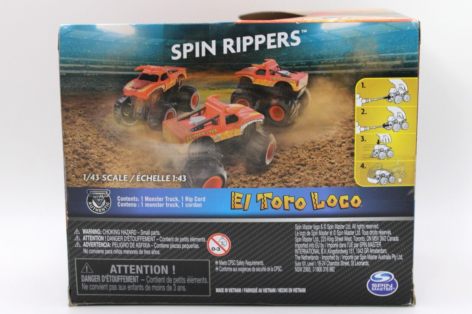Monster Jam Official El Toro Loco Spin Rippers Monster Truck 1/43 Scale Ripcord