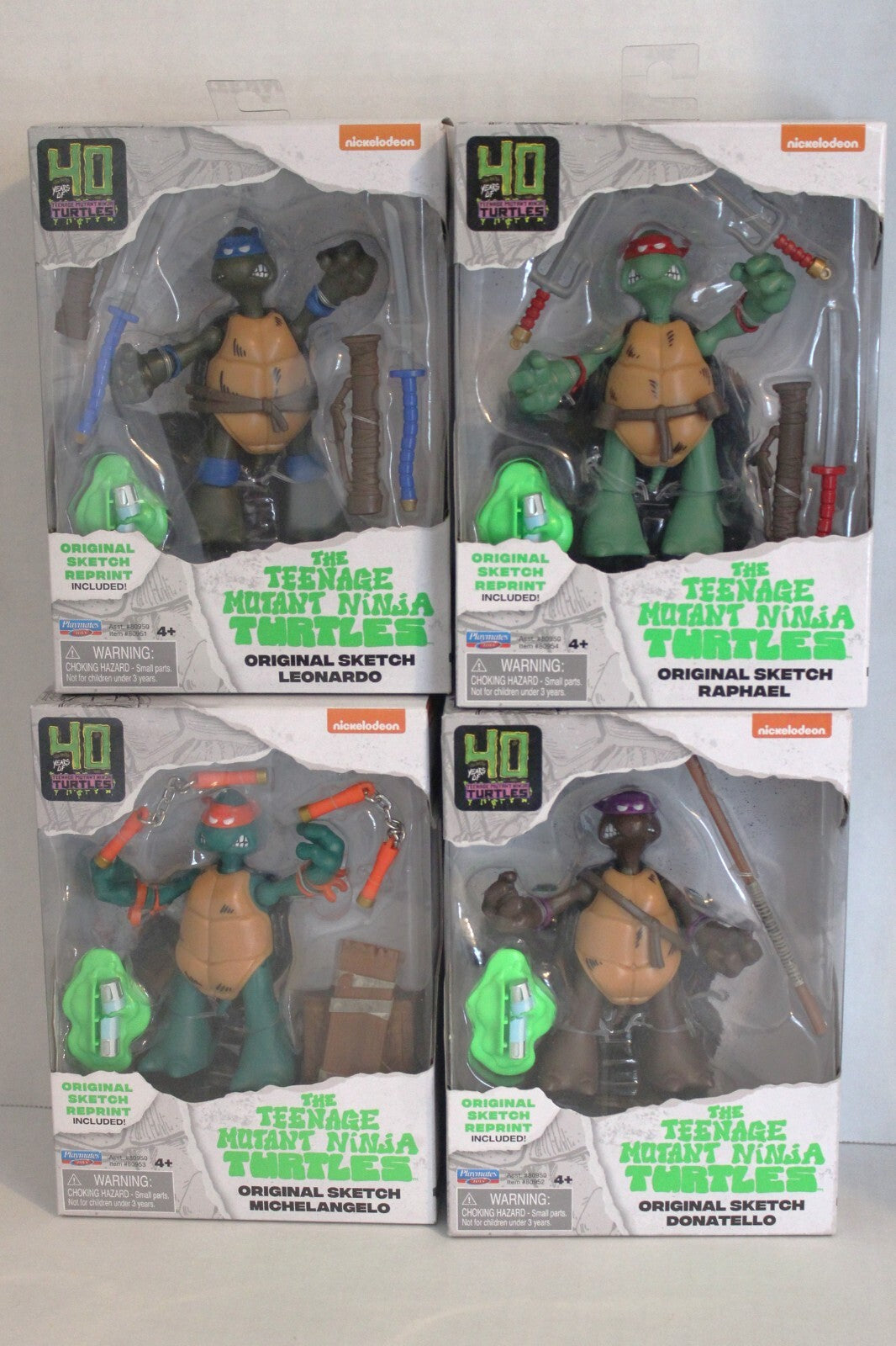 40 Years of Teenage Mutant Ninja Turtles Original Sketch Set of 4 Action Figures