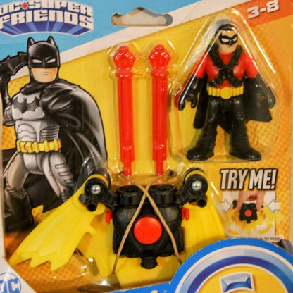 Imaginext DC SuperFriends Red Robin Batman Wings Backpack Launcher Toy Figure