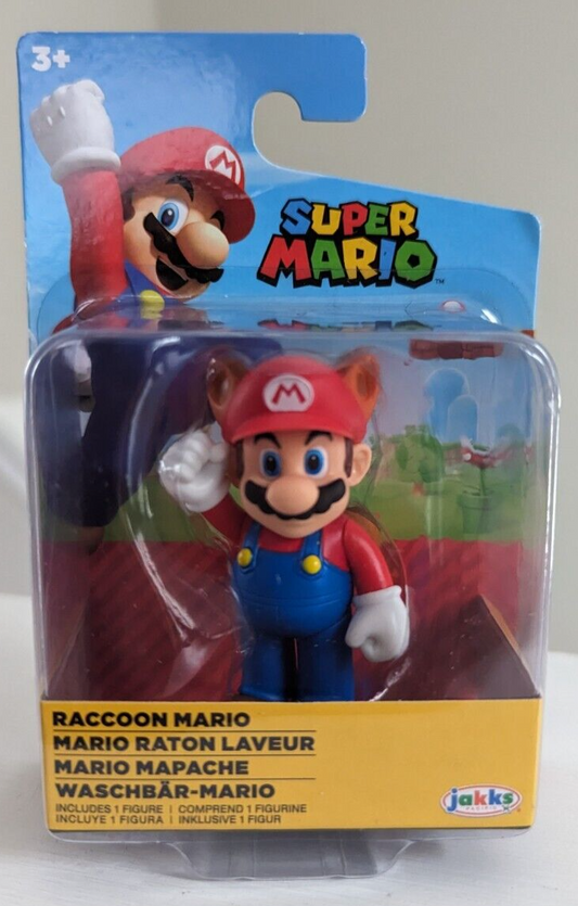 World of Nintendo Super Mario Raccoon Mario 2.5" Figure Card & Bubble Packaging