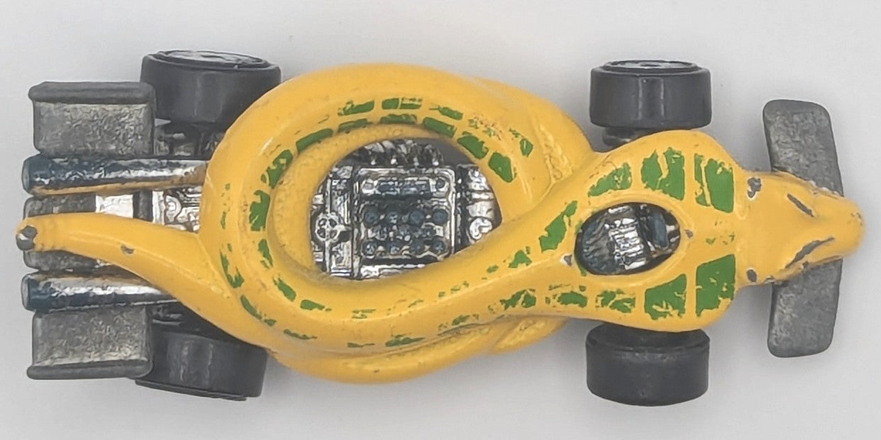 Vintage 1985 Mattel Hot Wheels Turboa Yellow Snake Race Car