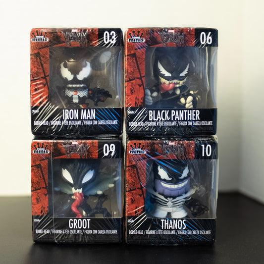 Funko Marvel Venom Minis Iron Man Black Panther Groot Vinyl Figures Set of 4