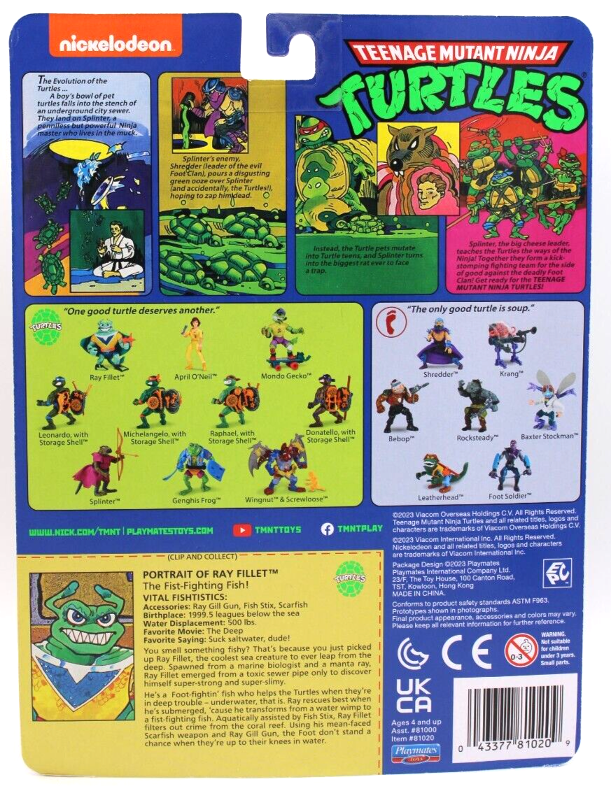 Teenage Mutant Ninja Turtles Retro Ray Fillet Action Figure Playmates TMNT