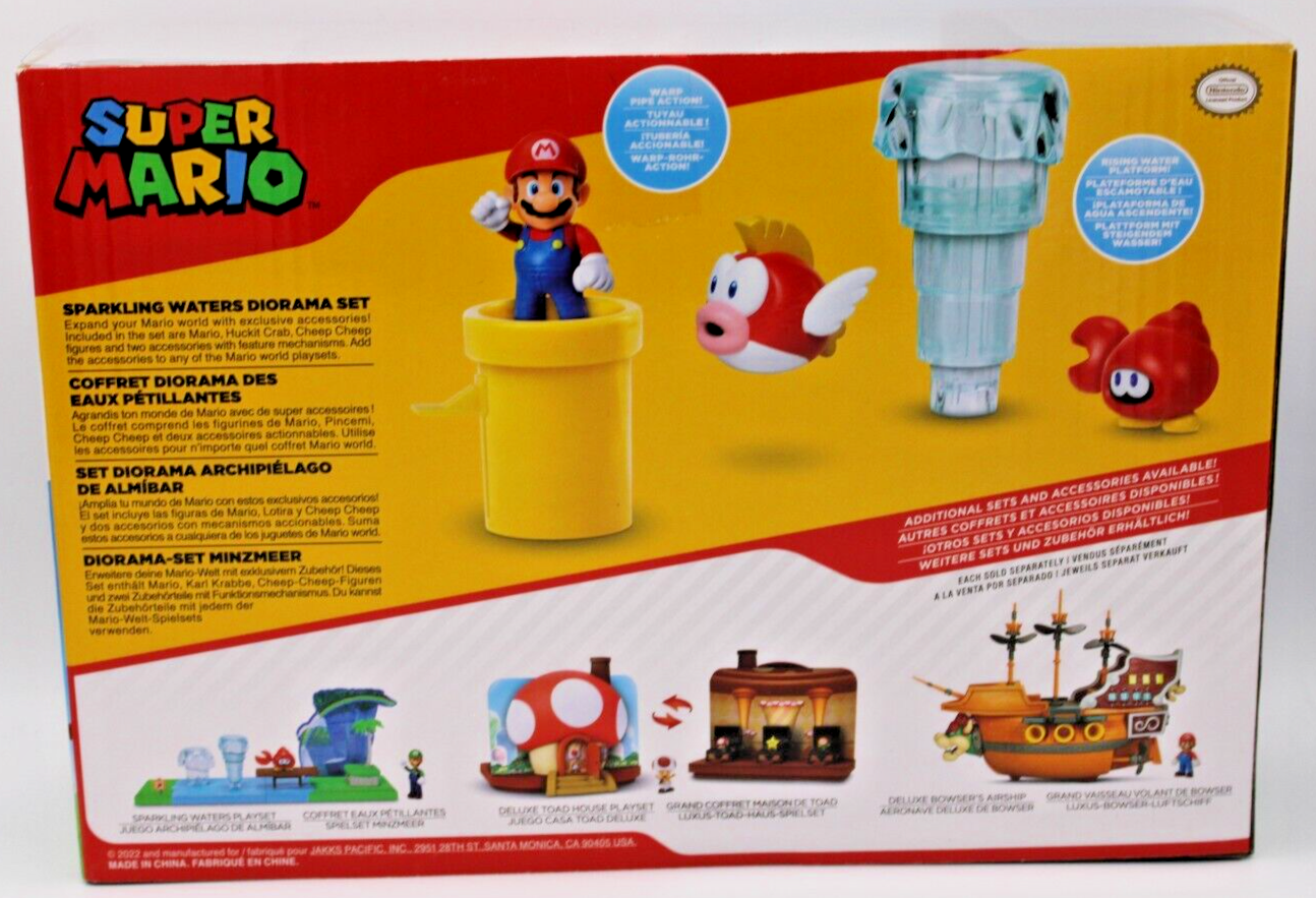 Nintendo Super Mario Sparkling Water Diorama Set Huckit Crab Cheep Fish Jakks 